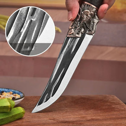 🔪Bone-cutting knife with dragon decoration and scabbard🍽️