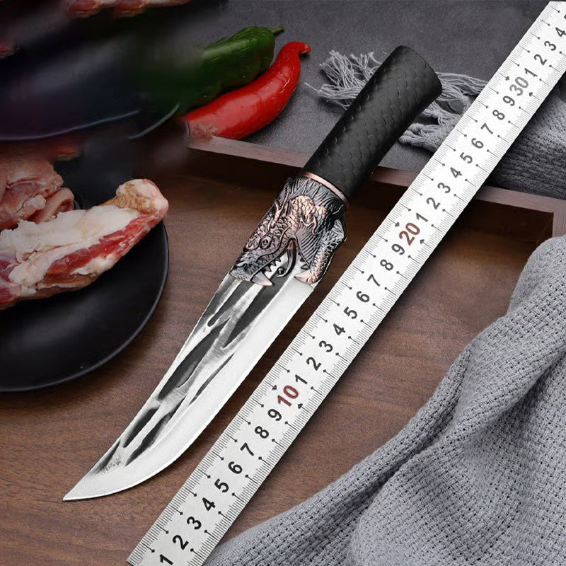 🔪Bone-cutting knife with dragon decoration and scabbard🍽️