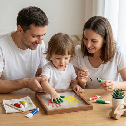 DIY Wooden Handprint Photo Frame Kit – Family Keepsake Set with Paints