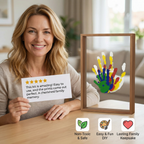 DIY Wooden Handprint Photo Frame Kit – Family Keepsake Set with Paints