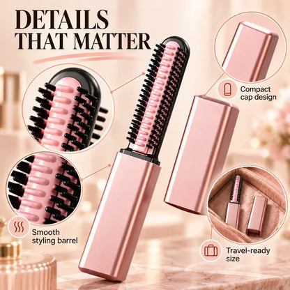 Nylo Pocket Curl-Cordless USB-C Mini Curling Brush with 3 Heat Settings