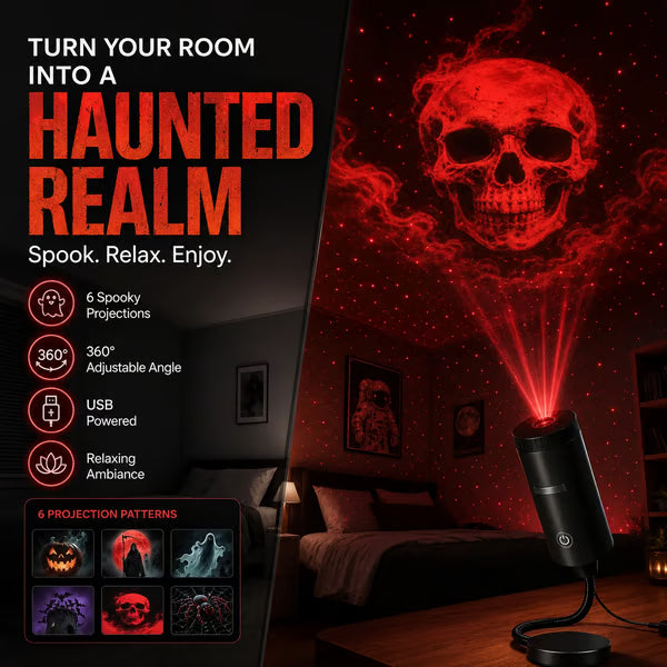 👻 HOT SALE 50% OFF👻Plug-&-Play Halloween HD Star Projector, Spooky Night Light for Room Party Decor