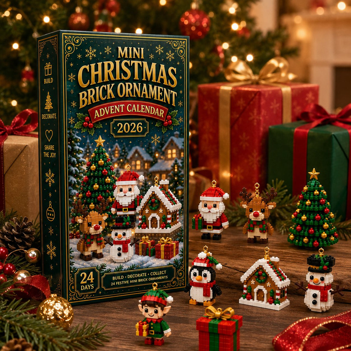 ⏳ Last day to save 49% – 🎄 24-Day Mini Christmas Ornament Advent Calendar | 24 unique festive buildable designs with hanging loops—perfect for decorating Christmas trees. wreaths. and holiday displays 🧱