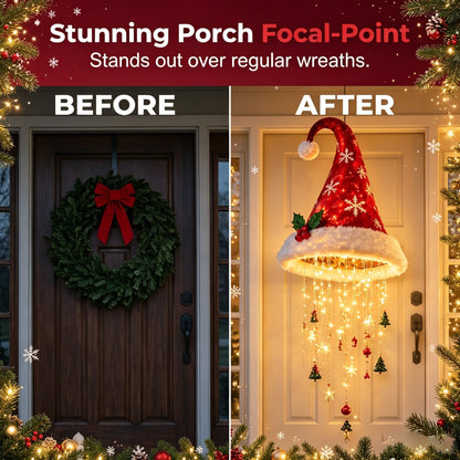 🎅✨ Lighted Santa Hat Hanging Chandelier