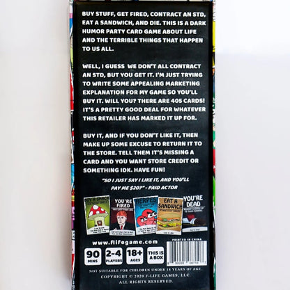 A Game About Adulthood – Darkly Humorous Party Card Game for Adults, Life Simulation, Wealth Building, Retirement & Graveyard Revenge