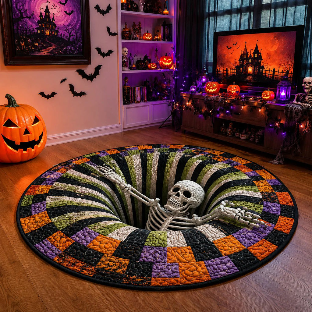 ⭐2026 USA Sale: Up to 50% OFF -3D Skeleton Vortex Quilted Round Halloween Rug