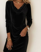 The Fall/Winter Daily Gem: Fashionable Cowl Neck Dress. Warm & Chic