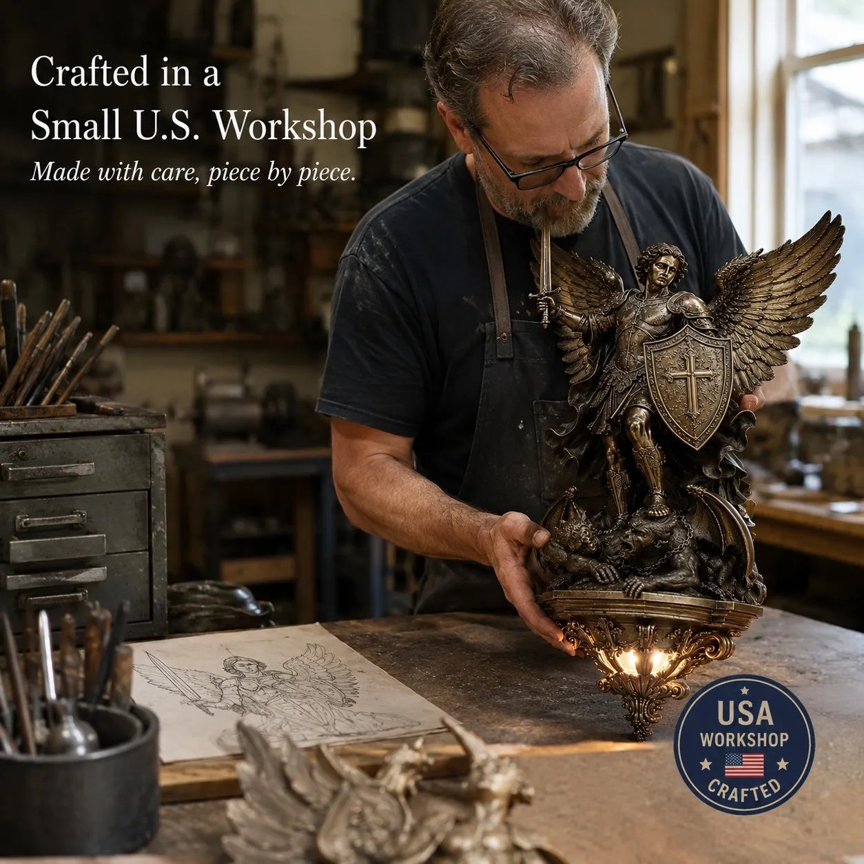🕊️St. Michael Guardian Angel Wall Light