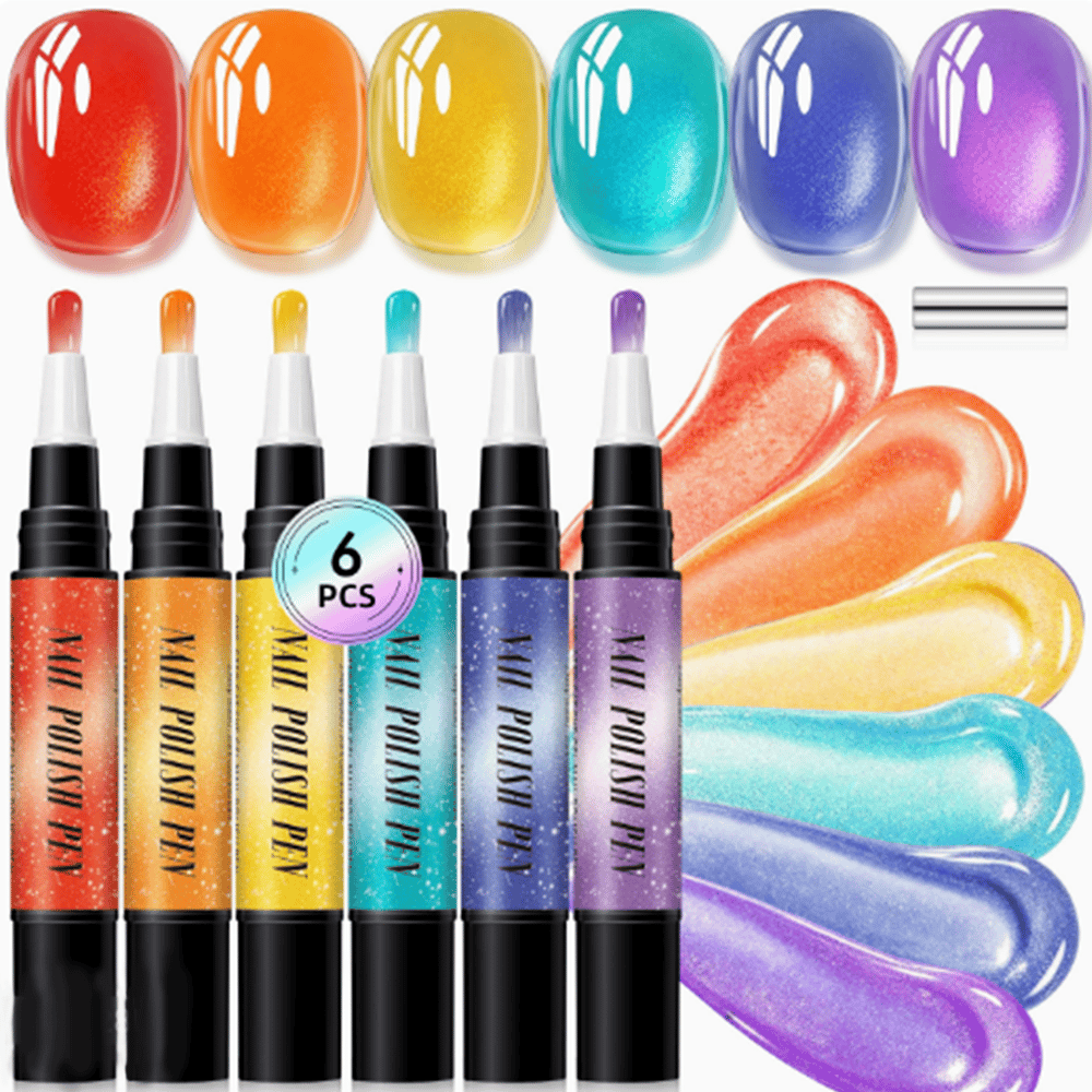 💅 6PCS One-Step Gel Nail Art Pen Set – Salon Beauty at Home