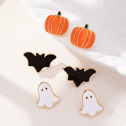 Gold Trim Enamel Halloween Party Earrings