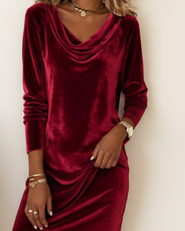 The Fall/Winter Daily Gem: Fashionable Cowl Neck Dress. Warm & Chic