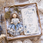 🪽 Faith Guardian Keychain Scripture Gift Set Collection | Layered Fabric Charm. Inspirational Scripture Card & Ready-to-Gift Box Included 💕