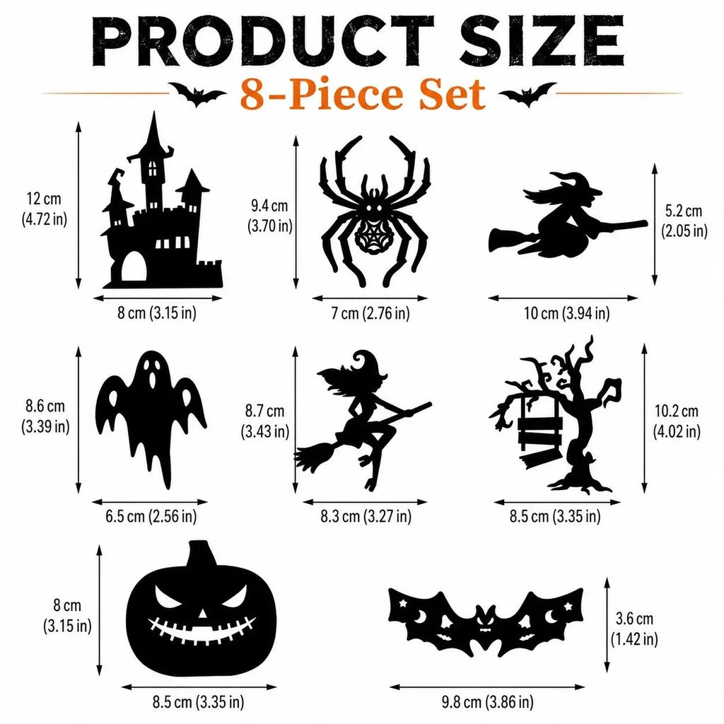 🎃8 Pack Halloween LED Silhouette Wall Light Stickers. Battery Powered Peel & Stick Decor Lights