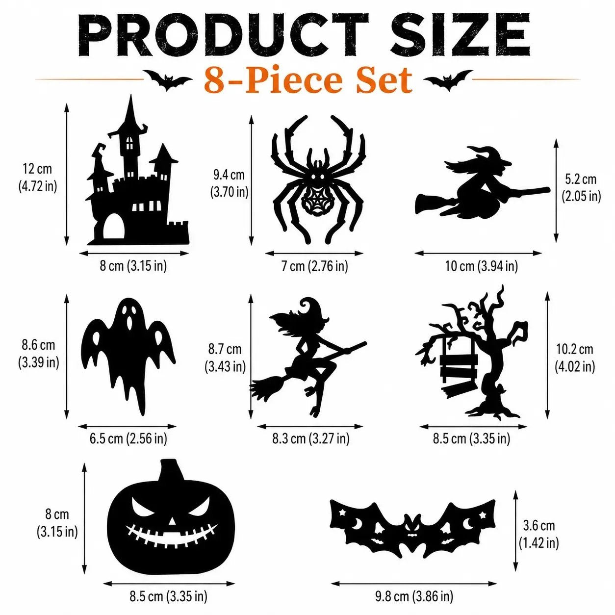 🎃8 Pack Halloween LED Silhouette Wall Light Stickers. Battery Powered Peel & Stick Decor Lights