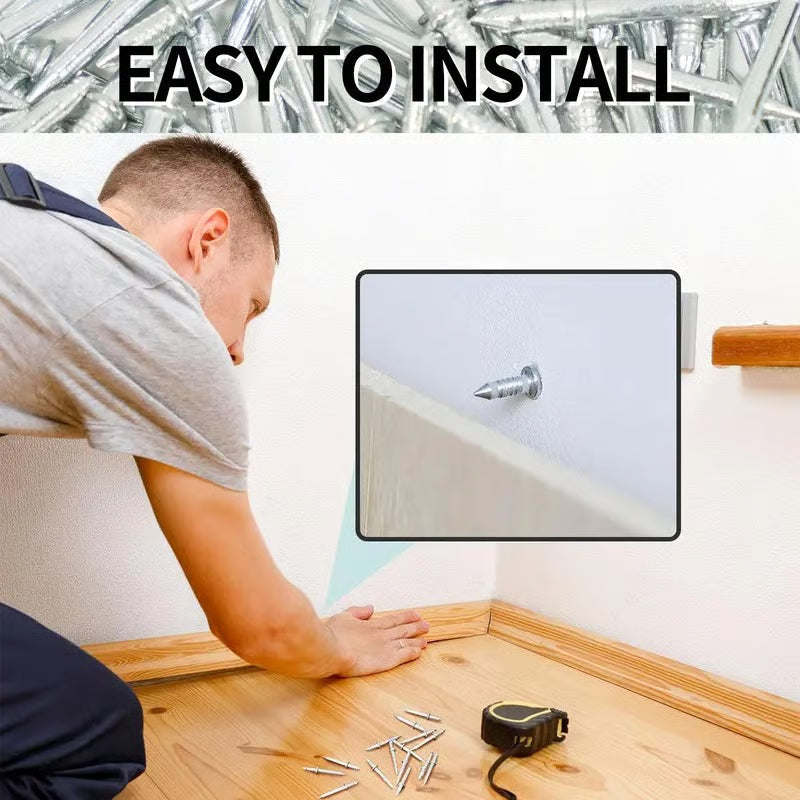✨Double-Head Skirting Thread Seamless Nail, Skirting Line Without Marks Nail, Invisible Security Screws Equipped with Nail Specific Sleeve Tool