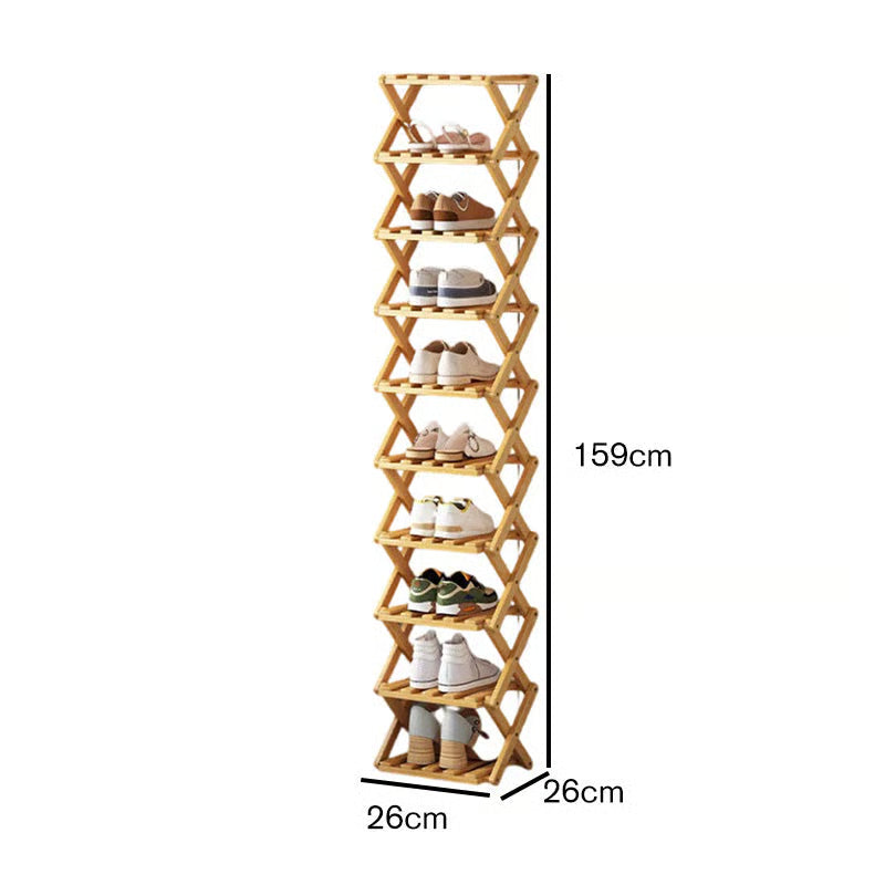 Durable Foldable Bamboo Shoe Rack