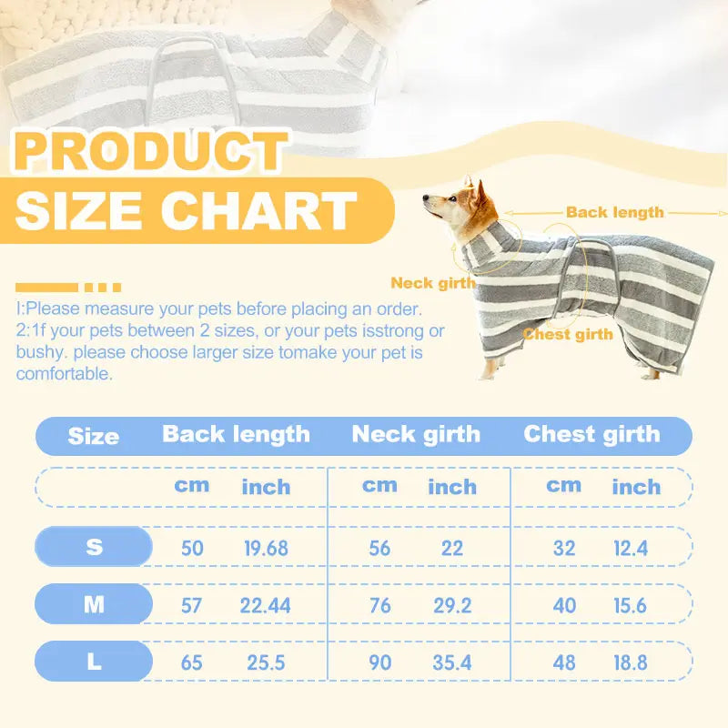 pet bath accessory Two-color dog bathrobe towels in sizes S, M, and L, super absorbent pet bathrobes suitable for small, medium, and large dogs, quick-drying, adjustable design, perfect for pet dogs.
