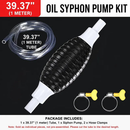 ⛽Manual Siphon Pump Kit with 1M Hose. Rubber Pump Bulb & 2 Hose Clamps. Liquid Transfer Pump for Fuel Water Oil. Car Boat Motorcycle