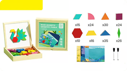 🎁Early Christmas Sale 50% OFF🔥Wooden Magnetic Pattern Block Puzzle Set🧩
