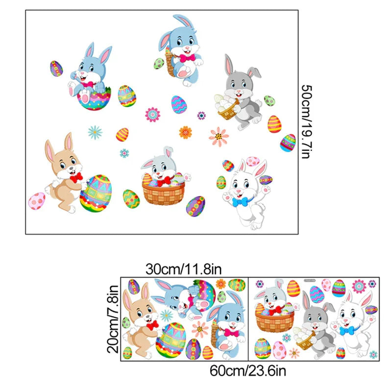 Easter Bunny Egg Wall Stickers 2 Sheets