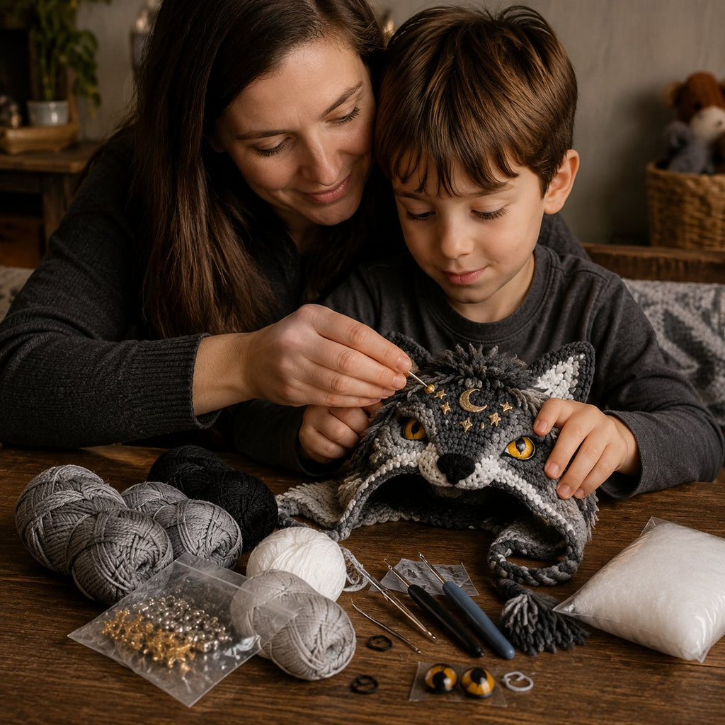 🐉✨ Fantasy Hood Hat DIY Crochet Kit | Premium Soft Yarn Materials with Step-by-Step Guide DIY Handmade Wearable Character Hood 🧶🎭