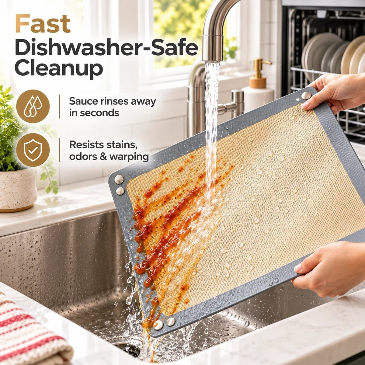 ⏰LAST DAY 50% OFF -Snap-Lock Silicone Baking Mat -2in-1 Nonstick Oven Liner & RaisedEdge Roasting Mat