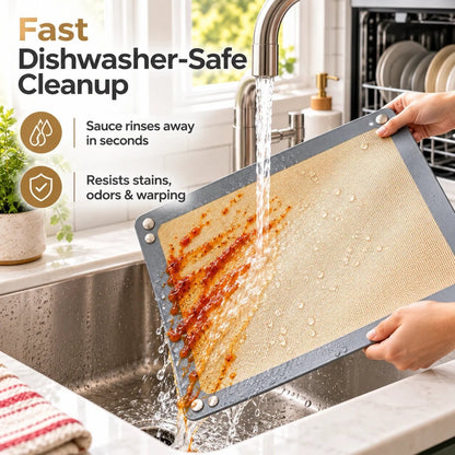 ⏰LAST DAY 50% OFF -Snap-Lock Silicone Baking Mat -2in-1 Nonstick Oven Liner & RaisedEdge Roasting Mat