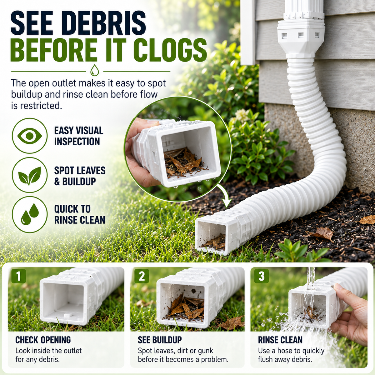 🏡 Flexible Rain Gutter Downspout Extension Kit  – Adjustable 22-63 Drain Pipe with Leaf Filter for Foundation Protection