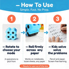 Math Teacher 4 in 1 Math Roller Stamp, Addition Subtraction Multiplication Practice Tool, Math Stamp Ink Roller for Kids Ages 5-9 1st 2nd 3rd Grade Classroom Homeschool Home Use, Math Gift for Kids, Summer Learning | GoldenEgg