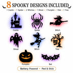 🎃8 Pack Halloween LED Silhouette Wall Light Stickers. Battery Powered Peel & Stick Decor Lights