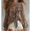 🌸🍃👕 V-Neck Leopard Top – Classic print. everyday comfort.