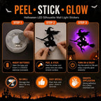 🎃8 Pack Halloween LED Silhouette Wall Light Stickers. Battery Powered Peel & Stick Decor Lights