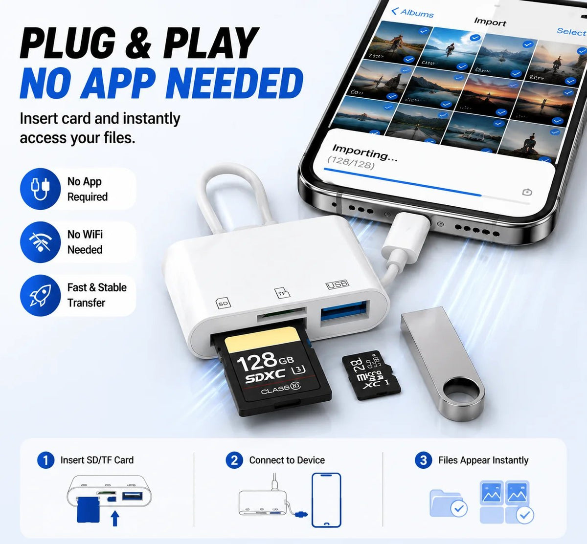 🔥HOT SALE 50% OFF🔌5-in-1 SD Card Reader for iPhone & USB-C – Fast Photo & Video Transfer Adapter