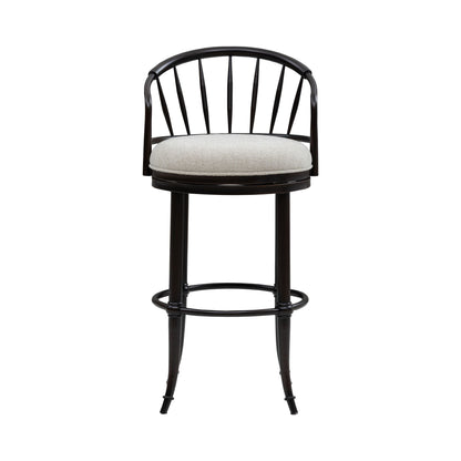 Luther - Commercial Grade Steel Frame Fabric Upholstered Swivel Bar Height Barstool