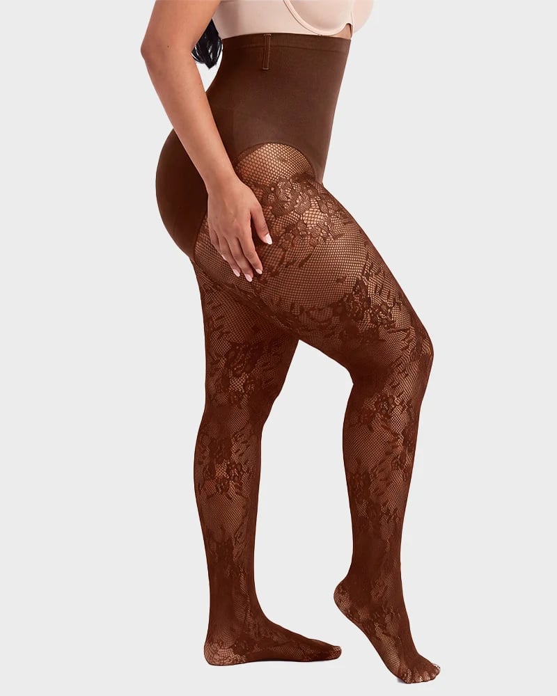 🔥Last Day 50% OFF - High-Waisted Floral Lace Shaping Tights