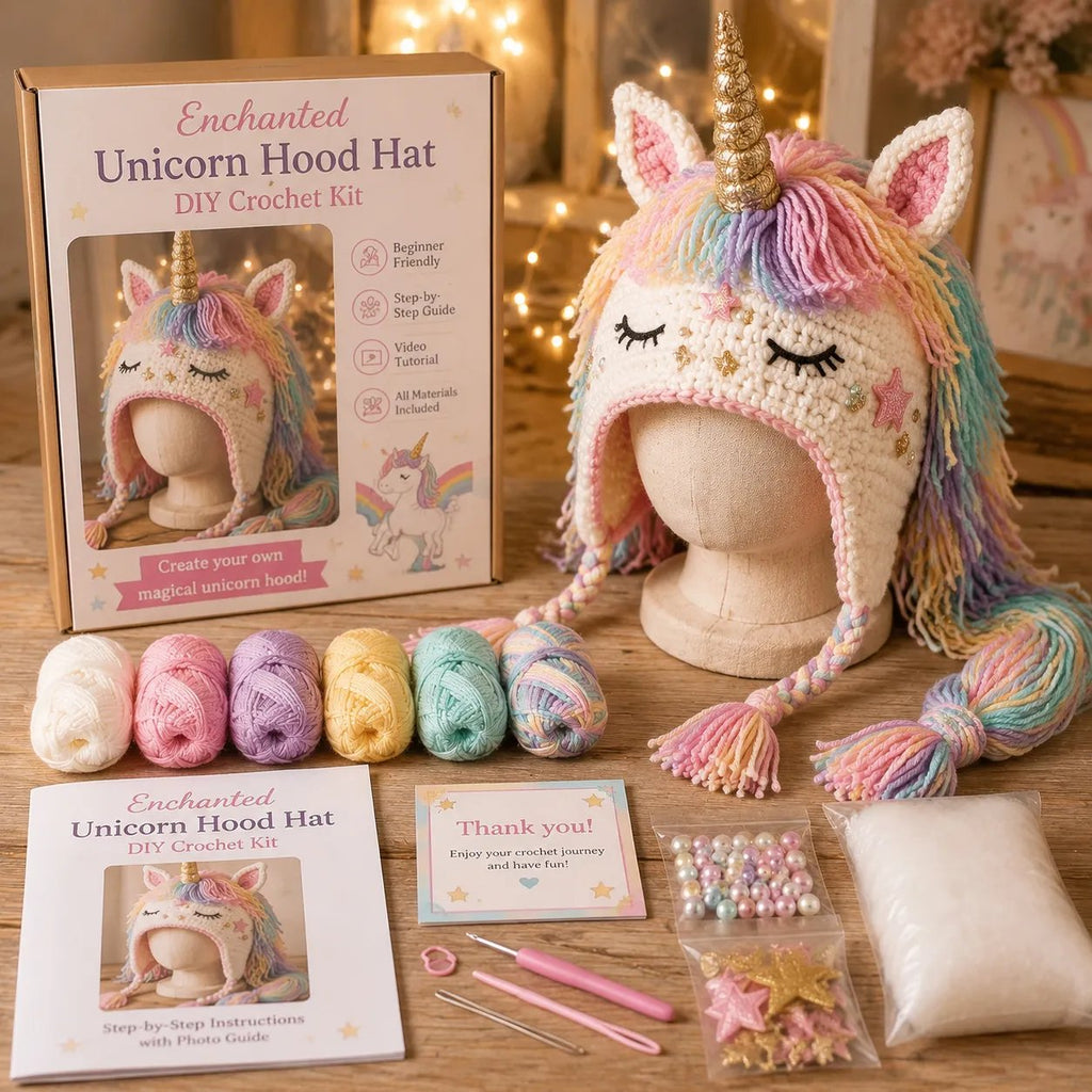 🐉✨ Fantasy Hood Hat DIY Crochet Kit | Premium Soft Yarn Materials with Step-by-Step Guide DIY Handmade Wearable Character Hood 🧶🎭