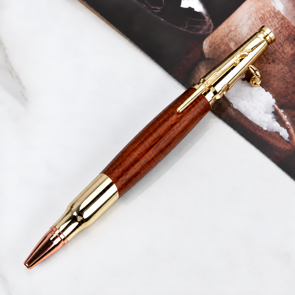 Handcrafted Bolt Action Bullet Pen with Authentic Shell Casing