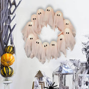 🎃👻💀 LED Ghost Wreath – Halloween Glowing Ghost Wreath