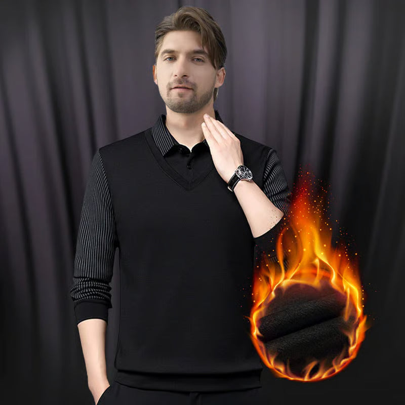 🔥Hot Sale-49% OFF🔥Men's Lapel Faux Two-Piece Knitted Shirt