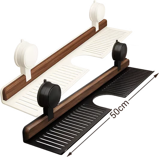🔥Hot selling💥 Walnut Bathroom, Kitchen Suction Cup Shelf