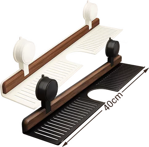 🔥Hot selling💥 Walnut Bathroom, Kitchen Suction Cup Shelf