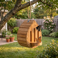 🔥100% Hand-Carved from Solid Wood -🦋Handmade Garden Butterfly House with Feeder Station