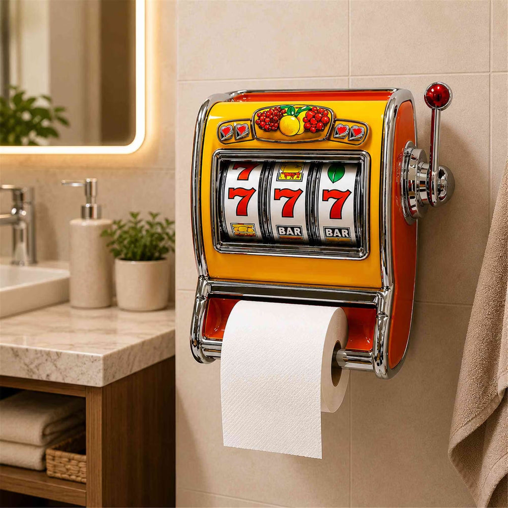 Retro Slot Machine Shaped Limited Edition Toilet Paper Holder, Wall-Mounted Toilet Wall Decor, Restroom Accessory, Housewarming Gift for Friends