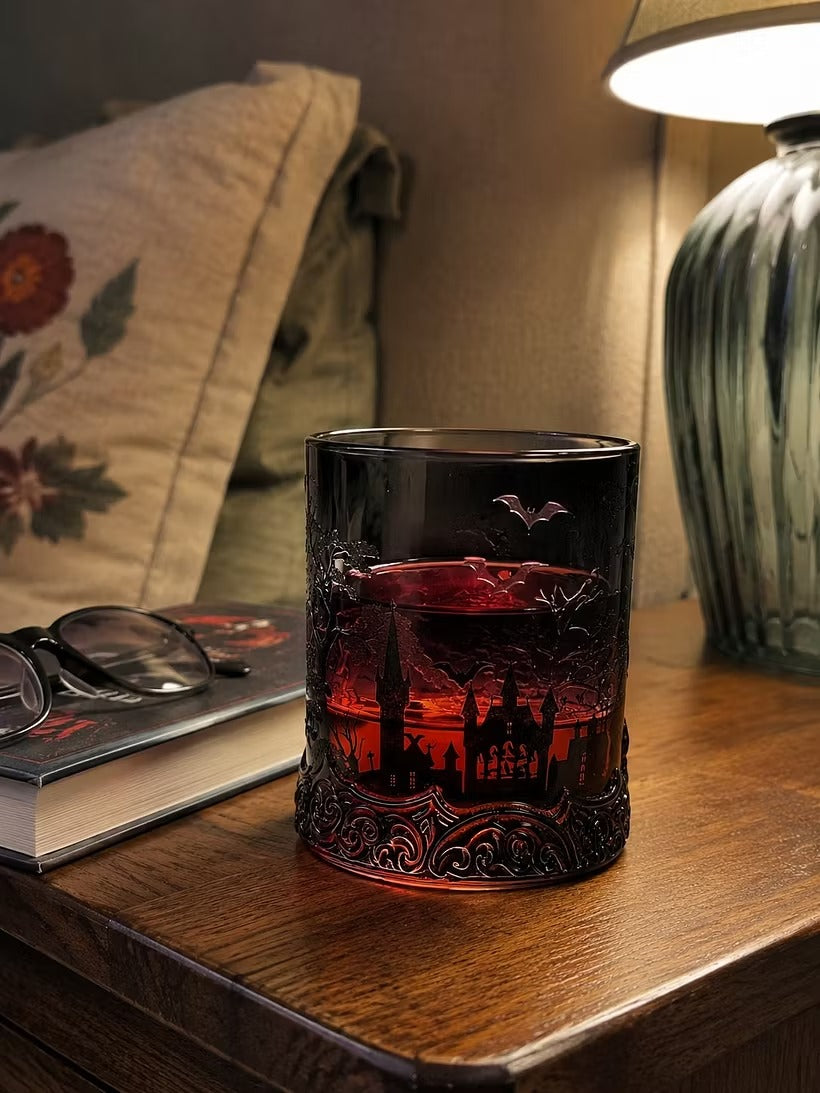🦇 Gotische Vampirschloss-Whiskykaraffe & Whiskyglas
