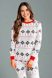 White snowflakes Print Matching Family Christmas Pajamas-Dog Pajamas Included