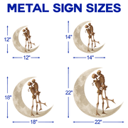 Skeleton Couple  Kiss Halloween On The Moon Hanging Metal Sign Wall Sign
