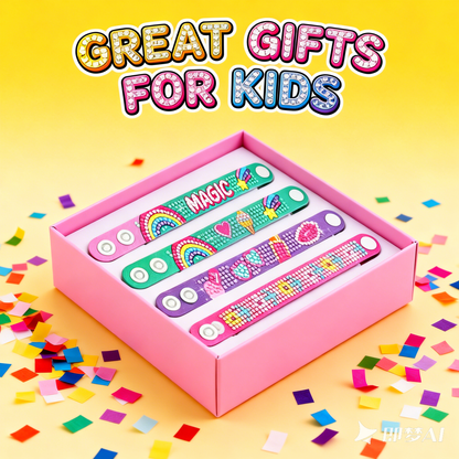 DIY Diamond Bracelet Kit for Kids – Sparkle Gem Craft Set, Makes 2 Wristbands