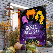 Three Witches Halloween I Smell Children Flag