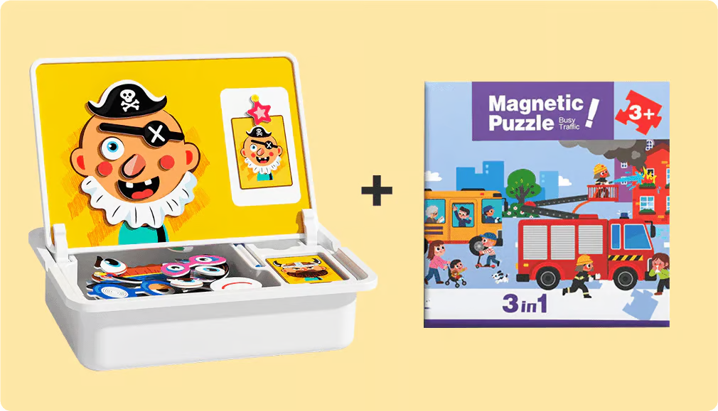 Magnetic Puzzles Face Dress Up Travel Game Double Side Preschool Educational Learning Toy for Kids