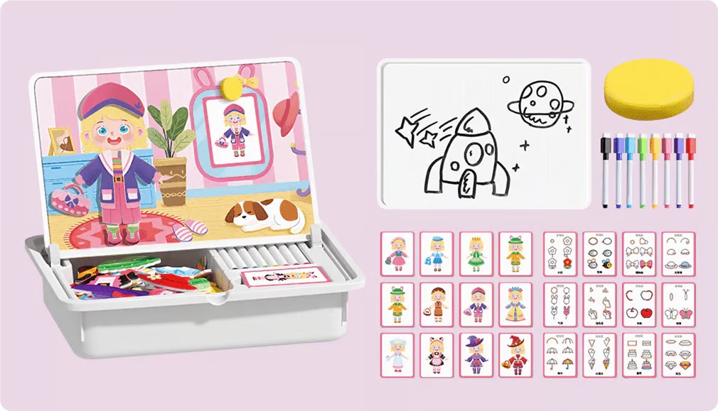 Magnetic Puzzles Face Dress Up Travel Game Double Side Preschool Educational Learning Toy for Kids